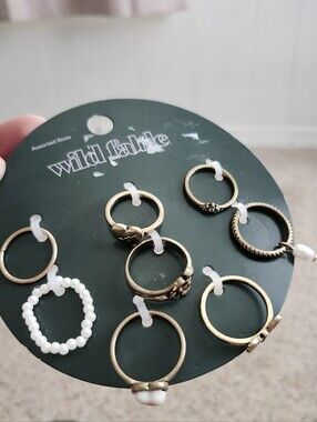 wild fable Gold-Tone Mixed Stackable Ring Set with Pearl Accents
